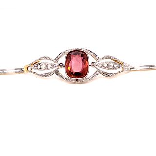 18k Gold Pink Tourmaline & Diamonds Victorian Bracelet
