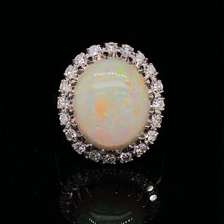14k Diamond Opal Ring