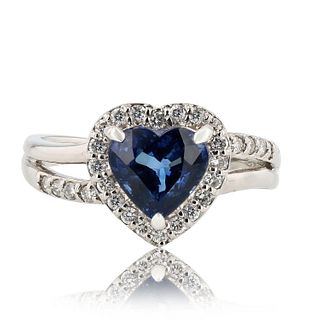 2.11ct Blue Sapphire and 0.27ctw Diamond Platinum Ring