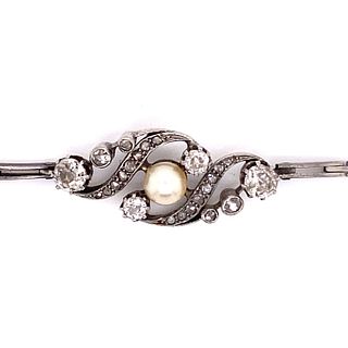 1920s Platinum Diamond Pearl BraceletÊ