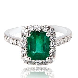 1.90ct Emerald and 0.66ctw Diamond Platinum Ring