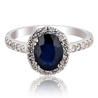 1.53ct Blue Sapphire and 0.50ctw Diamond Platinum Ring