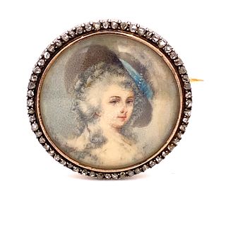 French Victorian Diamond WomenÕs Face Pin
