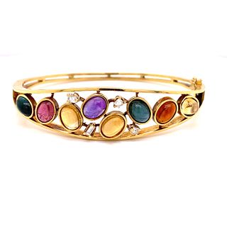 Multicolor Stone 18k Bangle Bracelet