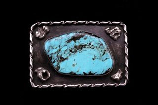 Navajo Sterling Silver Dry Creek Turquoise Buckle