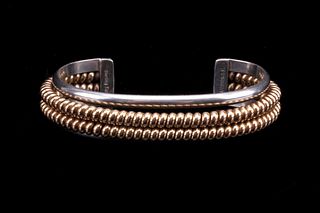 Tahe Navajo 12k Gold & Sterling Silver Bracelet