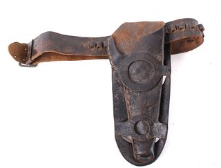 Western Leather Ammo Belt & Revolver Holster