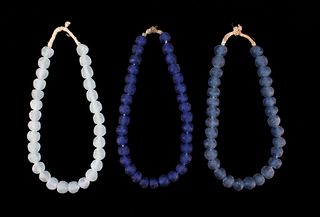 Blue Sea Glass Bead Necklaces Circa Early 1900's