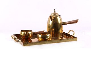 Brass Tea Kettle & Serving Tray Set c. 1900's