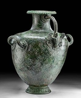 Large Greek Bronze Hydria w/ Siren Applique, Ex Merrin