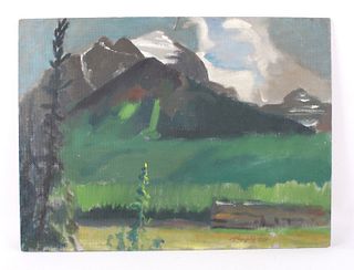 Original Carl Tolpo Temple Mt. Oil Painting c.1965