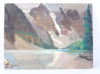Carl Tolpo Moraine Lake Banff Oil Painting c.1965