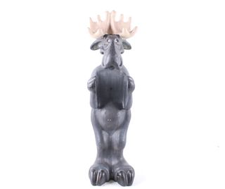 Hand Painted Standing Moose Toilet Paper Holder