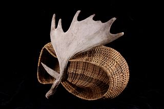 Moose Antler Wicker Woven Fishing Basket