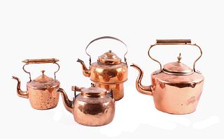 Collection of Dovetail Copper Kettles Circa 1900s