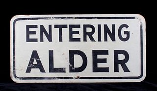 Original Wooden Entering Alder (MT) Sign