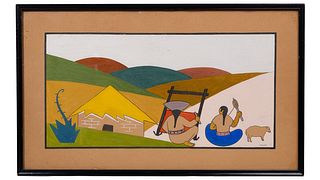 S. Coello T. (Central American, 20th Century) Gouache Painting