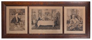 W.H. Boucher (British, 1842-1906) after Walter Dendy Sadler (British, 1854-1923) 'Darby and Joan' Etching Triptych