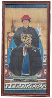 Palatial Chinese Qing Dynasty Ancestral Portrait