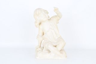 Carved Alabaster Seated Young Girl