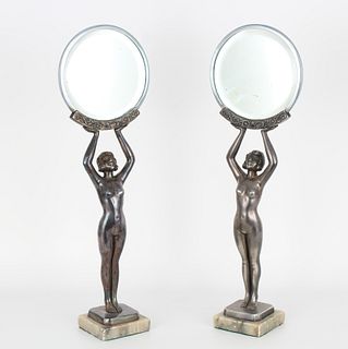 (2) Jaques Limousin Silvered Bronze Mirrors