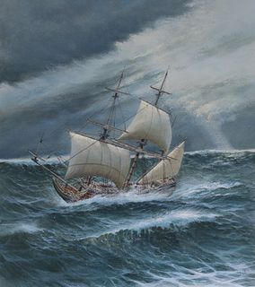 Charles Lundgren (1911-1988) Sailing Ship Crossing