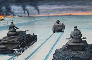David K. Stone (1922 - 2001) "German Tanks-Moscow"