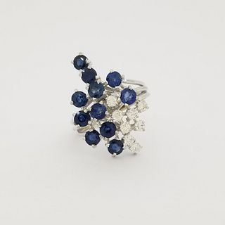 14K WG Sapphire & Diamond Ring