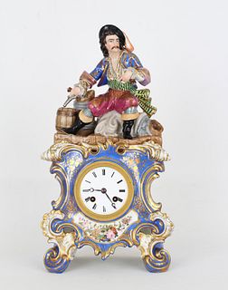 Antique French Figural Porcelain Clock