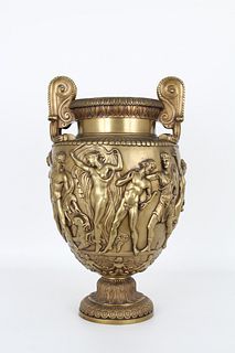 French Bronze Figural Twin Handled Urn