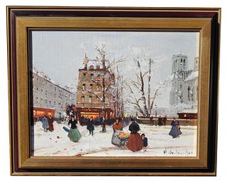 Henri Schaeffer (1900 - 1975) Paris Street Scene
