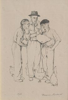 Norman Rockwell "Three Farmers" A/P Lithograph
