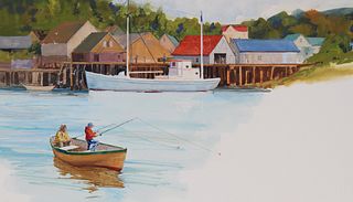 Skip Whitcomb (B. 1946) Fishing from a Boat