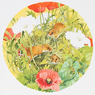 Ken Lilly (1929 - 1996) "Harvest Mice At Nest"