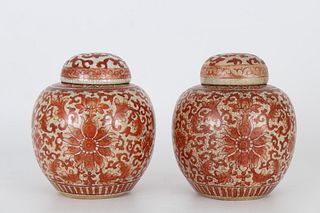 (2) Chinese Porcelain Crackleware Ginger Jars