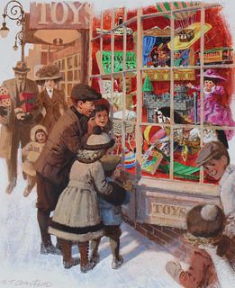 Mel Crawford (B. 1925) "Christmas Shopping"