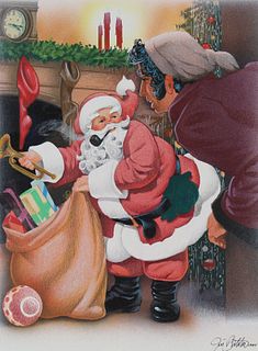 Jim Butcher (B. 1944) "Santa Leaving Toys"