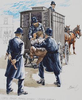 Basil Smith (B. 1925) 1880s Police Patrol Wagon