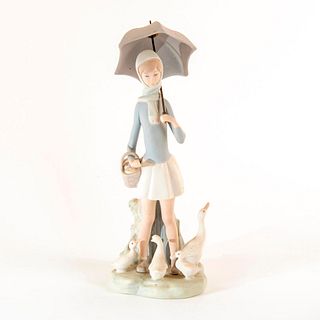 Girl w/Umbrella & Geese 1014510 - Lladro Porcelain Figure