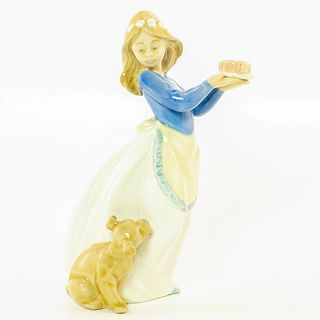 Nao Lladro Figurine, Girl with Birthday Cake & Puppy