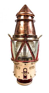 * A Large Brass and Copper Buoy Lantern Height 34 inches.