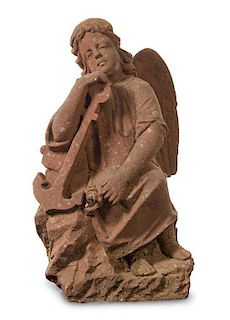 * A Carved Sandstone Figural Group Height 30 inches.