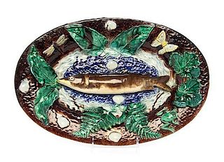 * A French Palissy Style Trompe L'oeil Oval Platter Width 16 inches.