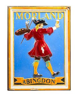 A Carter & Co. Faience Morland Abingdon Inn Sign Height 24 3/4 x width 18 1/2 inches.