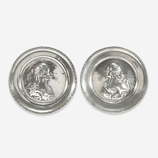 A Pair of Continental Royal Commemorative Pewter Plates, 18th century