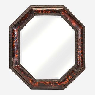 A Flemish Baroque Style Octagonal Ebonized Wood and Tortoiseshell Mirror*, 19th century
