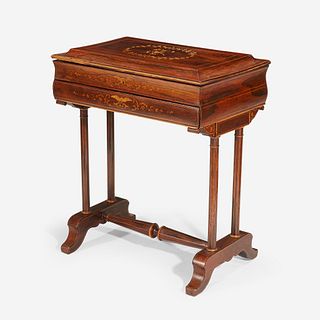 An English or Continental Neoclassical Satinwood Marquetry and String-Inlaid Rosewood Secrétaire*, Second quarter 19th century