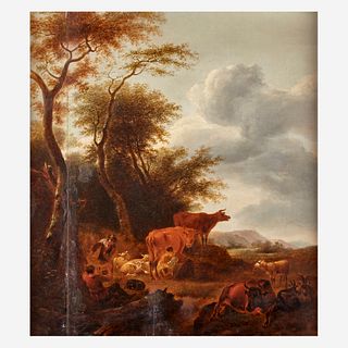Manner of Paulus Potter (Dutch 1625-1654), , Herdsman with Cattle