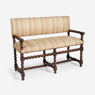 A William & Mary Carved Oak Barley Twist Settee, Late 17th century