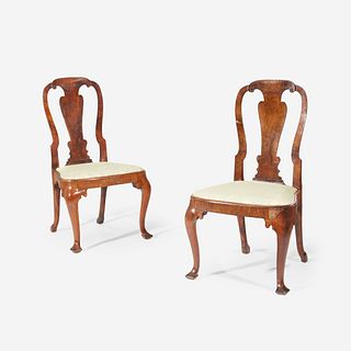 A Pair of Queen Anne Walnut Veneered Side Chairs, Early 18th century